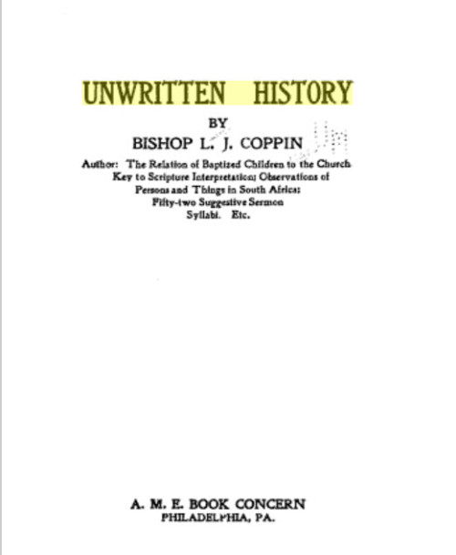 unwritten history Bishop levi Coppin
