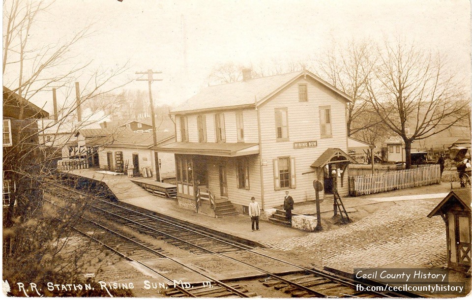 The Rising Sun Train Station;  A postcard.