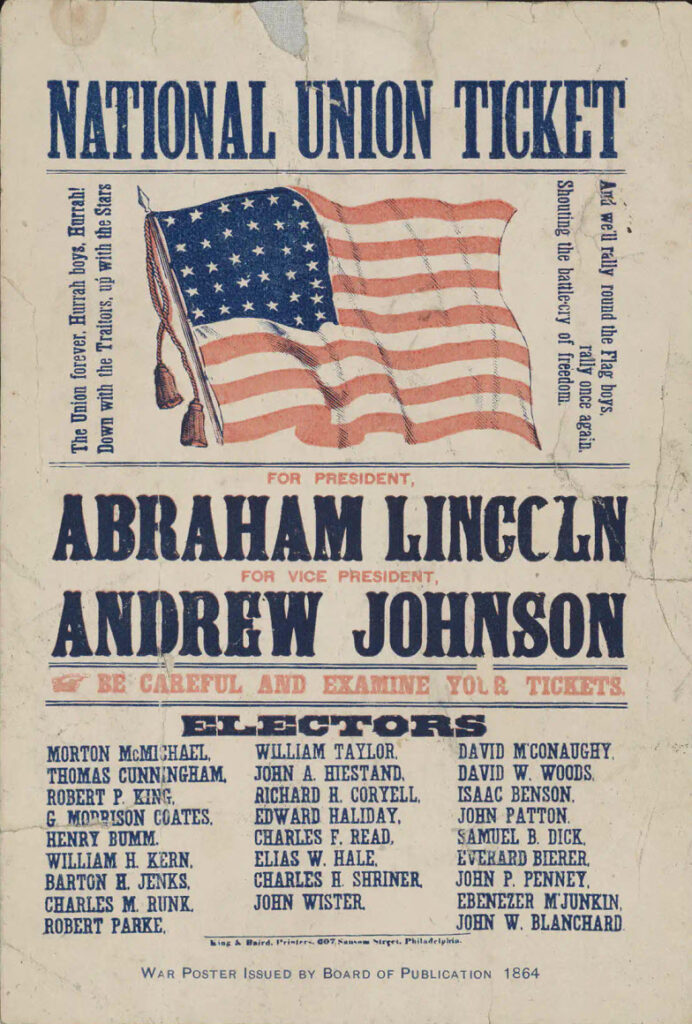 Abraham Lincoln campaign poster for 1864 election