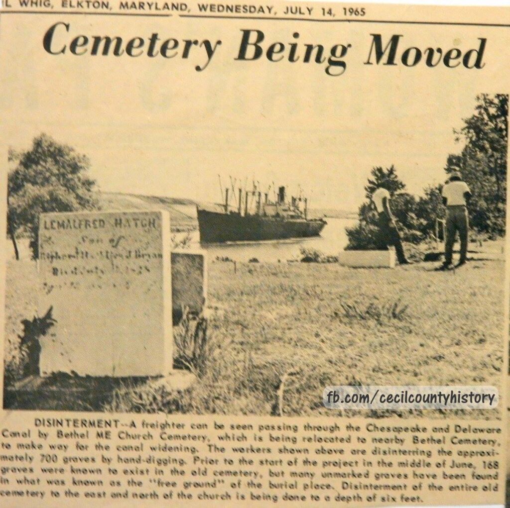 Bethel Cemetery at Pivot Bridge being moved.
