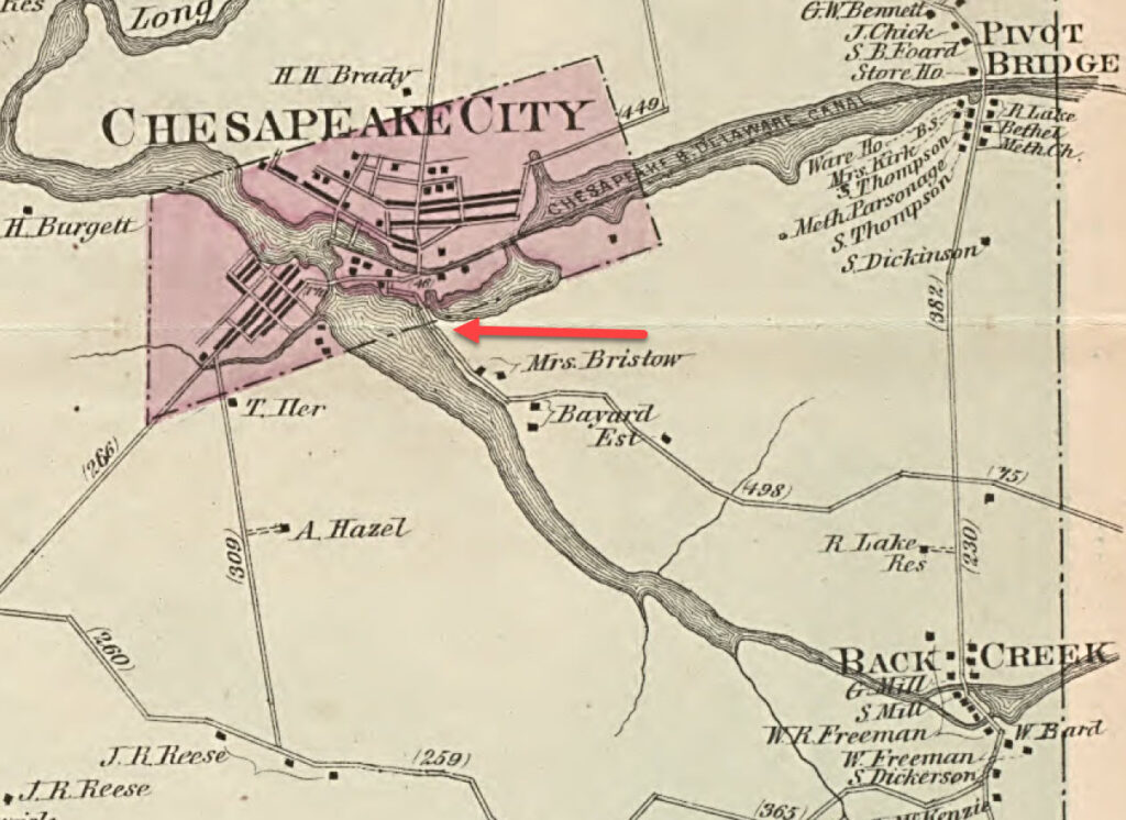 Chesapeake City the scene of the murder