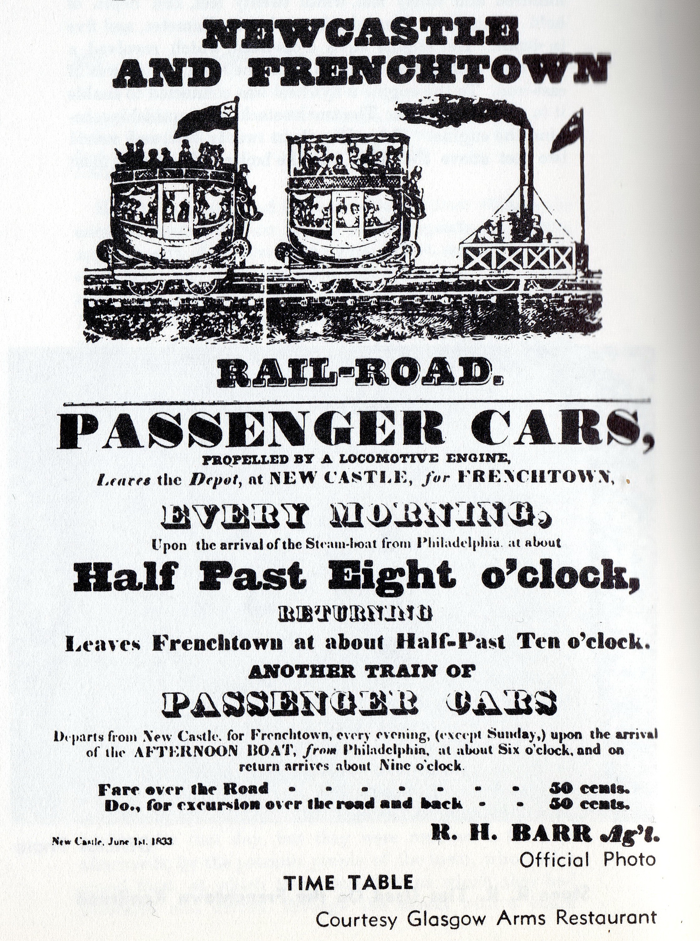 Presidents traveled the new castle & frenchtown Railroad