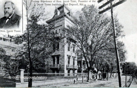 postcard of the Jacob Tome Mansion