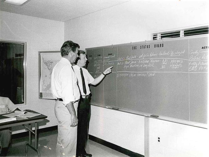 skip mahan reviews drill with Governor Hughes to Peach Bottom Atomic Power Plant.