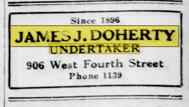 James J. Doherty, Wilmington Undertaker