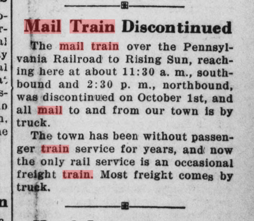 mail train discontinued